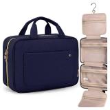 BAGSMART Toiletry Bag Travel Bag with Hanging Hook, Water-resistant Makeup Cosmetic Bag Travel Organizer for Accessories, Shampoo, Full Sized Container, Toiletries, Large-Blue