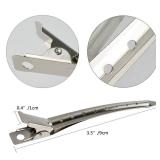 24 Packs Duck Bill Clips, Bantoye 3.5 Inches Rustproof Metal Alligator Curl Clips with Holes for Hair Styling, Hair Coloring, Silver