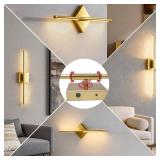 URLIGHTS Battery Operated Wall Sconce Set of 2,Wireless Magnetic Wall Light with 3 Color Lighting,Remote Control Touch Button,Metal Wall Lamp for Bedroom,Living Room Gold, 28 inch