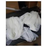 10x8ft Ivory Tulle Backdrop Curtain with Lights String for Parites, Sheer Backdrop Curtains for Wedding Baby Shower Birthday Party Photo Shoot Decorations