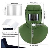 Jecery 2 Pack Sand Blasting Hood Mask with Replacement PC Lens Canvas Shawl Cap for Polishing Painting Dusting Grinding (Green)