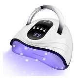 Sunrich UV Gel Nail Lamp 120W LED Nail Light Fast Dryer for Gel Polish Curing with 4 Timers Portable Handle Large Space Automatic Sensor (White)