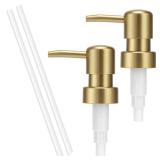 Soap Dispenser Pump Replacement for Standard 28/400 Thread Size Kitchen Soap Dispenser Pump Head for Regular Mouth Bottle Bathroom Countertops,2 Pack(Gold)