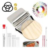 Dapeds Knit Patch Kit - Patch Maker Loom for Beginners - Mini Knits Patchs Mending Kits Looms for DIY Fabric Repair & Craft Projects with 10 Pcs Large Eye Needles 36 Colors Thread(14 Hooks)