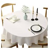 Fhberni Heavy Weight Round Tablecloth, Decorative Solid Color Table Cover, Cotton Linen Table Cloth for Kitchen Dining Home Tabletop Decoration, Cream, Round - 70