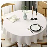 Fhberni Heavy Weight Round Tablecloth, Decorative Solid Color Table Cover, Cotton Linen Table Cloth for Kitchen Dining Home Tabletop Decoration, Cream, Round - 70