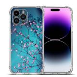 Beaucov Case for iPhone 14 Pro Max, Plum Blossom Flower Drop Protection Shockproof Case TPU Full Body Protective Scratch-Resistant Cover for iPhone 14 Pro Max