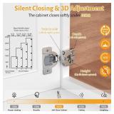 Chibery 2 Pack 3/4 Overlay 3D Soft Close Concealed Hinge for Face Frame Door, Self Closing Hinges, 105° Smooth Slow Close Quite, Hidden Stainless Steel Hinge for Kitchen Cabinet Door, Satin Nickel