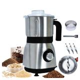 Grinder for Kitchen, Spice Grinder Electric Dry Comes With 3 Removable Stainless Steel Blades, 500w Suitable For Grinding Spices, Herbs, Coffee Beans, Grains, Nuts (Black)