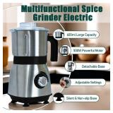 Grinder for Kitchen, Spice Grinder Electric Dry Comes With 3 Removable Stainless Steel Blades, 500w Suitable For Grinding Spices, Herbs, Coffee Beans, Grains, Nuts (Black)