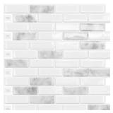 DEWOO Kitchen Backsplash Self Adhesive Wall 3D Marble Tiles Peel and Stick Bathroom, Grey (10-Sheet, 12x12)