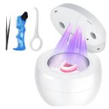 Ultrasonic Retainer Cleaner Machine, Cleaning Pod for Jewelry Cleaner, Dentures, Mouth Guards, Rings, Earrings, Glasses- 200ML 45kHz One-Touch 5-Minute Deep Clean (White)