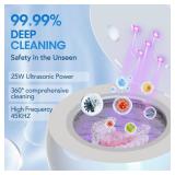 Ultrasonic Retainer Cleaner Machine, Cleaning Pod for Jewelry Cleaner, Dentures, Mouth Guards, Rings, Earrings, Glasses- 200ML 45kHz One-Touch 5-Minute Deep Clean (White)