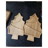 Hiceeden 2 Pcs Christmas Tree Charcuterie Board, 15.7 x 11 x 0.6 Bamboo Christmas Serving Tray Cutting Boards, Unique Xmas Cheese Board Snack Tray Fruit for Holiday Party