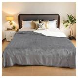 Electric Heated Blanket Full Size 72x84, Dual-Sided Soft Flannel & Sherpa, LCD Display 10 Heat Settings with 1-12H Timer & Overnight Safe, Bed & Couch, Machine Washable, Light Grey