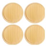 uxcell 4Pcs Bamboo Cup Lid 3.58 Inch, Cup Cover Coffee Mug Cover Tea Glass Drink Cup Lid, Reusable Wooden Round Cup Lid for Keeping Warm