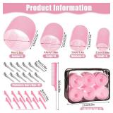 4 Sizes Self-Grip Hair Rollers Set for Long, Short Hair and Bangs - 50 Pcs with Clips (25mm, 36mm, 48mm, 60mm), Pink - Retail: $9