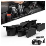 SHEAM Jeep Wrangler JL Custom Silicone Liners - Full Coverage of Door Handles and Cup Holders for 2018-2026 Wrangler JL 4 Doors(Not for JL Unlimited Rubicon), Interior Accessories (Black,7-Piece Set) 