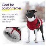 SUNFURA Dog Jacket, Large Dog Coat with Harness Built in, Warm Pet Winter Jacket Zippered Snow Coat with Furry Collar, Waterproof Fleece Snowsuit for French Bulldog, Burgundy L - Retail: $36