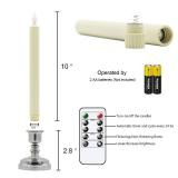 Eldnacele Flameless Battery Operated Flickering Taper Candles with Remote Timer, LED Window Candles with Suction Cups, Set of 6 Silver Holders for Party Home Christmas Decoration - Retail: $13