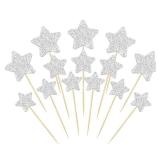 Gyufise 42Pcs Little Star Cupcake Toppers Glitter Twinkle Star Cupcake Picks Wedding Engagement Baby Shower Birthday Party Cake Decorations Supplies Mixed Size Silver - Retail: $8