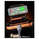 JSAUX 100W USB C to USB C Cable [1Pack 6.6FT], Type C Fast Charging Cord Compatible with iPhone 17/iPhone Air/iPhone 17 Pro/iPhone 17 Pro Max, iPhone 16/15 Series, Galaxy S/Note, MacBook, iPad - Grey 