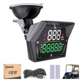 10L0L Golf Cart GPS Speedometer, HUD Digital Display with MPH/KMH, Compass Overspeed Alarm Fatigued Driving Alert, Auto Brightness, Plug & Play Universal for Yamaha, EZGO, Club Car & All Vehicle - Ret
