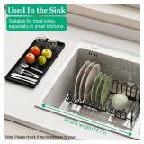 Pre Owned KOSIWU in Sink Dish Drying Rack with Silicone Mat, Expandable Dishes Racks for Kitchen Sink, with Towel Bar, Black - Retail: $21