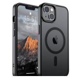 SUPFINE Magnetic for iPhone 14 Case & iPhone 13 Case (Compatible with MagSafe)(Military Grade Drop Protection) Translucent Matte Shockproof Phone Cover,Black - Retail: $10