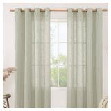 LAMIT Sage Grey Linen Curtains 72 Inch for Living Room 2 Panels, Linen Textured Light Filtering Semi Sheer Bronze Grommet Privacy Panels for Bedroom/Farmhouse, 52 x 72 Inch - Retail: $32