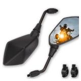 DKMOTORK 1505 Motorcycle Convex Rear View Side Mirrors with 10mm Bolt (Clockwise Thread) for ATV Scooter Cruiser Electric Bicycle Sportster Off-road Street Dirt Bike with 7/8 Handle Bar Black - Retail