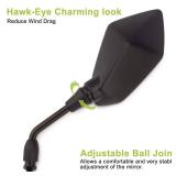 DKMOTORK 1505 Motorcycle Convex Rear View Side Mirrors with 10mm Bolt (Clockwise Thread) for ATV Scooter Cruiser Electric Bicycle Sportster Off-road Street Dirt Bike with 7/8 Handle Bar Black - Retail