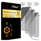 Ailun 2 Pack for iPhone 17 Pro Max Privacy Screen Protector [6.9 inch]+ 3 Pack Camera Lens Protector with Installation Frame,Dynamic Island Compatible,Anti Spy Tempered Glass[9H Hardness]-HD - Retail: