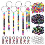 Landical 564 Pcs DIY Neon Bead Keychain Kit Key Chain Making Craft Adjustable Letter Beads String Mama Sport Gift Alphabet Jewelry Backpack Accessories Holiday Party Favor(Retro Color) - Retail: $10
