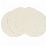 Floroom 15 Inch Round Braided Placemats Set of 4, Washable Heat Resistant Cotton Polyester Circle Place Mats for Kitchen Dining Table - Ivory Cream - Retail: $10