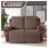 KinCam Loveseat Recliner Covers for 2 Seat, 100% Waterproof Reclining Loveseat Covers, Non-Slip Recliner Cover Furniture Protector with Elastic Straps for Pets, Kids, Brown - Retail: $57