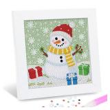 Leixonl Diamond Art Kits for Kids with Framed (7 in) Cartoon Animals DIY Gem Art Painting - Arts & Crafts Gifts for Beginners & Teens (1p-6 in Snow Man) - Retail: $10