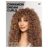 GORGIUS Veralux Blend Human Hair Curly Wig with Bangs Cinnamon Brown Shaggy Curl Glueless Bang Wig with True Scalp Upgraded with Natural Human-Hair-Like Premium Synthetic Fiber - Retail: $60