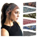 YONUF Boho Headbands For Women Fashion Wide Headband Yoga Workout Head Bands Hair Accessories Band 6 Pack - Retail: $10