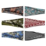 YONUF Boho Headbands For Women Fashion Wide Headband Yoga Workout Head Bands Hair Accessories Band 6 Pack - Retail: $10