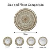 olofable Round Placemats Set - 15 Inch Diameter, Heat-Resistant & Waterproof with Drum Flower Print on Coffee Background for Kitchen/Dining Tables (White, 15 inches Set of 8) - Retail: $20
