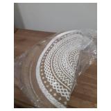 olofable Round Placemats Set - 15 Inch Diameter, Heat-Resistant & Waterproof with Drum Flower Print on Coffee Background for Kitchen/Dining Tables (White, 15 inches Set of 8) - Retail: $20