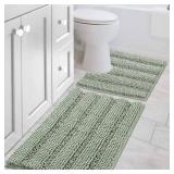 H.VERSAILTEX Bathroom Rugs Bath Rug Set 2 Piece Bathroom Contour Rug Toilet Mat Sets Non Slip Contour Bath Rug Ultra Thick Water Absorbent Striped Bath Mats Washable(20\" x 32\" Plus 20\" x 20\" U, Sa
