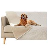 fuguitex Waterproof Dog Blanket Bed Cover Dog Crystal Velvet Moroccan Fuzzy Cozy Plush Pet Blanket Throw Blanket for Couch Sofa(52 * 82 inch, Cream+Beige) - Retail: $28