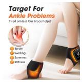 2PCS Cordless Ankle Heating Pads, Ankle Massager with Heat FSA Eligible Items List, Rechargeable Heated Foot Brace Wrap, 3 Vibration and Heating Modes, Auto Shut Off - Retail: $40