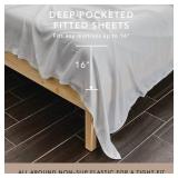 Bamboo Bay 6 Piece King Size Sheet Set, 100% Viscose Made from Bamboo, Breathable, Ultra Soft Cooling Bed Sheet for Hot Sleepers, Beddings with Deep Pockets Fit 16\" Mattress, White - Retail: $120