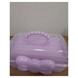 CRACKED PLASTIC Huniupore Hair Accessories Organizer for Girls Headbands, Clips, Ties Baby Girl Supplies, Lockable Three-layer Folding Craft Organizers and Storage Plastic Jewelry Box,10.8 * 5.9 * 5.7