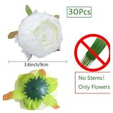 FagusHome 30 Pcs Silk Peony Artificial Flower Only Heads No Stems Fake Peony Flowers Heads Artificial Peony Flower Heads No Stems for Wedding Home Decor (Creamy White) - Retail: $24