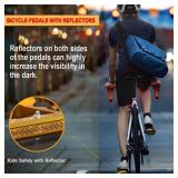 Bike Pedals 9/16 Inch - Bicycle Pedals with Reflectors - 3 Sealed Bearings MTB Pedals Wide Platform Pedals for Mountain Bike, BMX, Road Bike Pedals (Gold) - Retail: $27
