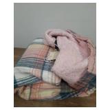 Dokotoo Fashion 2025 Winter Clothing for Women Plaid Shacket Jacket Women Sherpa Lined Fleece Fur Hooded Button Up Long sleeve Flannel Shirts Fluffy Warm Thick Oversized Outwear Coat Pockets Pink M - 